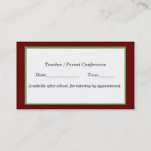 Red Checkerboard et le carte de visite de l'enseig (Dos)