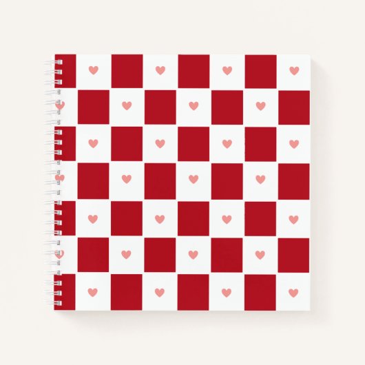 Red Checkered Love Notitieboek (Voorkant)