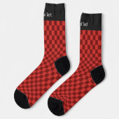 Red Checkered Pattern - Knit Check - eigen tekst Sokken (Links)