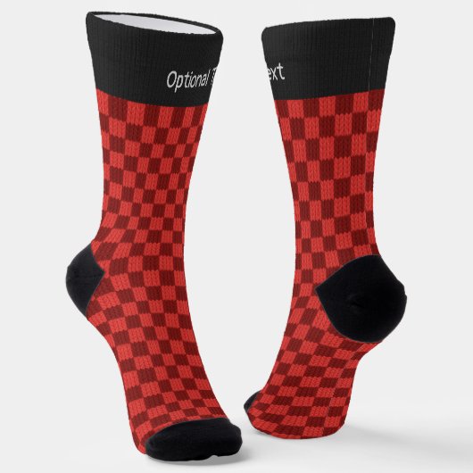 Red Checkered Pattern - Knit Check - eigen tekst Sokken (Gebogen)