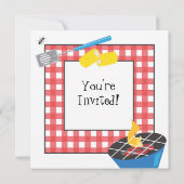 Red Checkered Picnic Barbecue Party Kaart (Achterkant)
