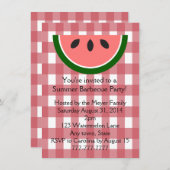 Red Checkered Watermelon Summer Party Invitation Kaart (Voorkant / Achterkant)