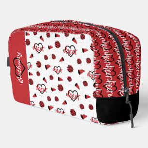 Red Cheer Hearts, Pom Poms, Megafone Pattern Toilettasje