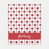 Red Cheerleader Pom Poms & Hearts Pattern Fleece Deken (Voorkant)