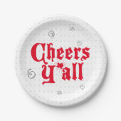 Red Cheers Y'all Papieren Bordje (Voorkant)