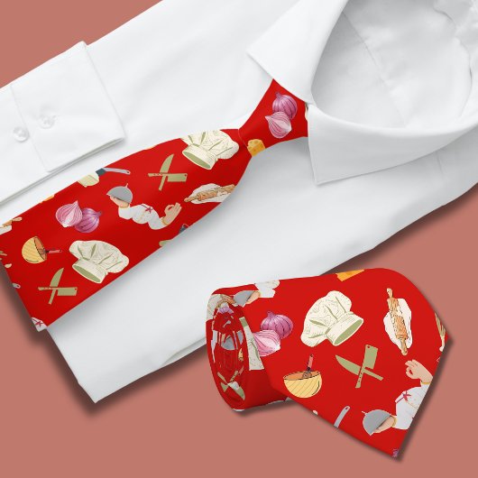 Red Chef Theme Pattern Stropdas