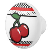 Red Cherries Black Aangepaste Retro Glam Decor Keramische Knop (Rechts)