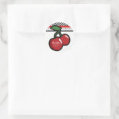 Red Cherries Black Custom Retro Party Favor Ronde Sticker (Tas)