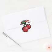 Red Cherries Black Custom Retro Party Favor Ronde Sticker (Envelop)