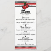 Red Cherries Black & White Custom Invitation Menu (Devant)