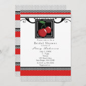 Red Cherries Black White & Red Invitations (Devant / Derrière)