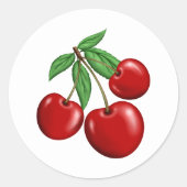 Red Cherries Fruit Fun Ronde Sticker (Voorkant)