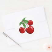Red Cherries Fruit Fun Ronde Sticker (Envelop)