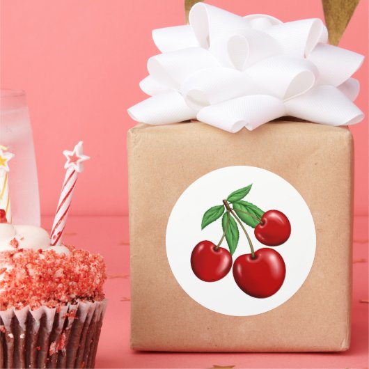 Red Cherries Fruit Fun Ronde Sticker (Feest)