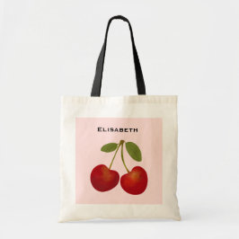 Red Cherries Fruit Personalize Name Canvas tas