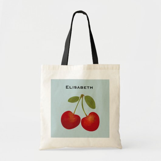 Red Cherries Fruit Personalize Name Tote Bag (Voorkant)
