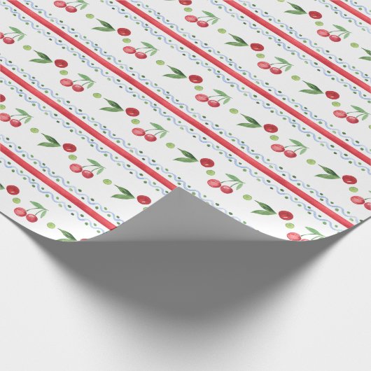 Red Cherries Fruit Waterverf Cadeaupapier (Hoek)