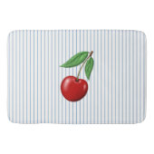 Red Cherries on Blue Stripes Pattern Badmat (Voorkant)