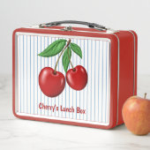 Red Cherries op Blue Stripes Graphic Pattern (In situ)