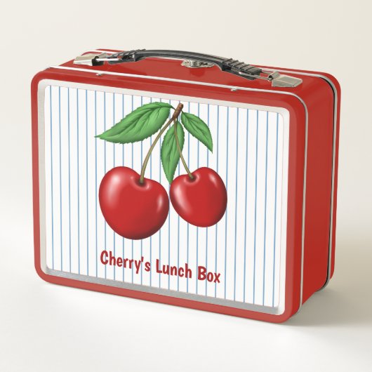 Red Cherries op Blue Stripes Graphic Pattern (Achterkant)