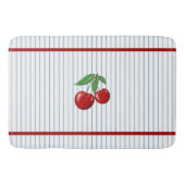 Red Cherries op Blue Stripes Graphic Pattern Badmat (Voorkant)