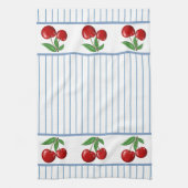 Red Cherries op Blue Stripes Graphic Pattern Theedoek (Verticaal)