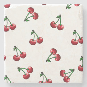 Red Cherries Pattern Design Stenen Onderzetter