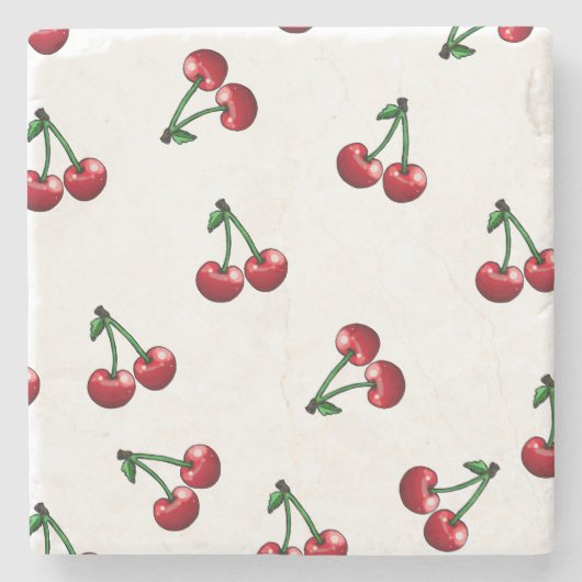 Red Cherries Pattern Design Stenen Onderzetter (Voorkant)