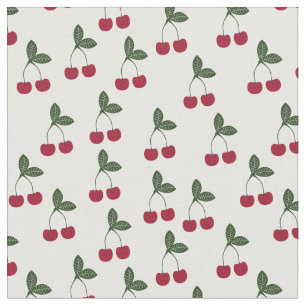 Red Cherries Pattern Fabric Stof