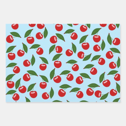 Red Cherries Pattern Inpakpapier Vel (Voorkant)