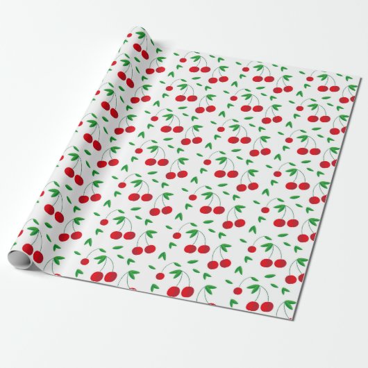 Red Cherries Summer All Occasion Cadeaupapier (Uitgerold)
