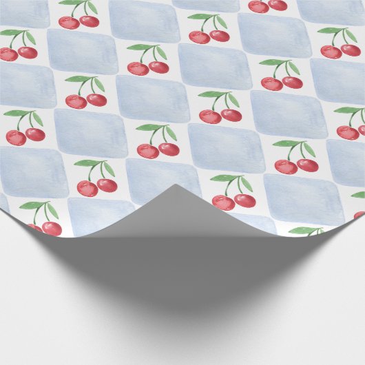 Red Cherries Waterverf Cadeaupapier (Hoek)