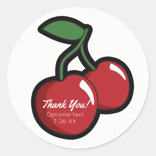 Red Cherries White Custom Party Favor Ronde Sticker (Voorkant)
