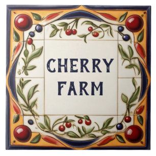 Red Cherry Art Custom House Naam Bord Plaqueteken Tegeltje