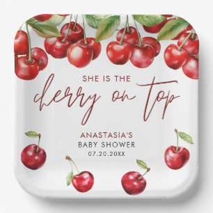 Red Cherry Baby shower Papieren Bordje