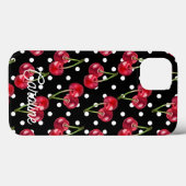 Red Cherry Black Polka Dots  gepersonaliseerd Case-Mate iPhone Case (Achterkant (horizontaal))