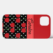 Red Cherry Black Polka Dots gepersonaliseerd Case-Mate iPhone Case (Achterkant (horizontaal))