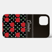 Red Cherry Black Polka Dots  gepersonaliseerd Case-Mate iPhone Case (Achterkant (horizontaal))