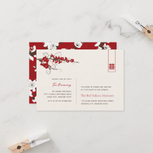 Red Cherry Blossom Chic Asian Wedding Reception Kaart