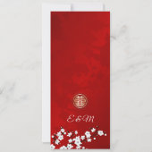 Red Cherry Blossom Chinese Wedding Menu Kaart (Achterkant)