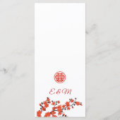 Red Cherry Blossom Chinese Wedding Menu Kaart (Achterkant)