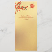 Red Cherry Blossom Gold Chinese WeddenMenu Menu (Achterkant)
