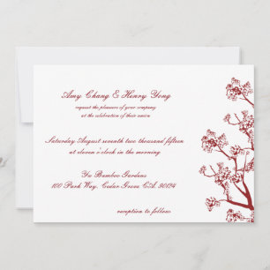 Red Cherry Blossom Oriental Wedding Invitations Kaart