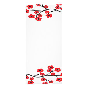 Red Cherry Blossom Rack Card Reclamekaart