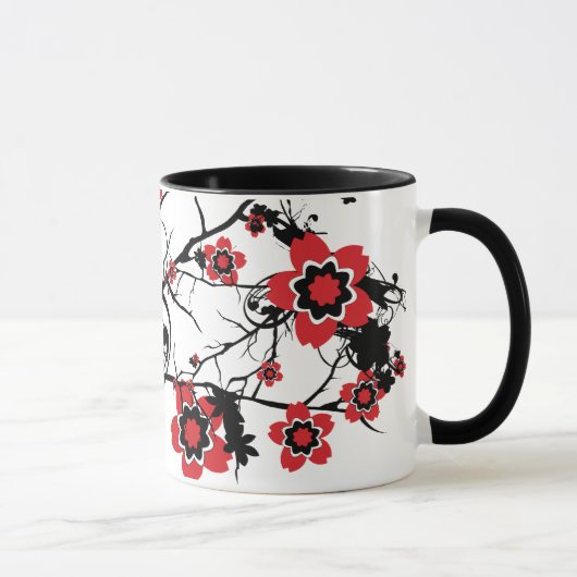 Red Cherry Blossom Sakura Design Mok (Rechts)