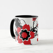 Red Cherry Blossom Sakura Design Mok (Voorkant links)