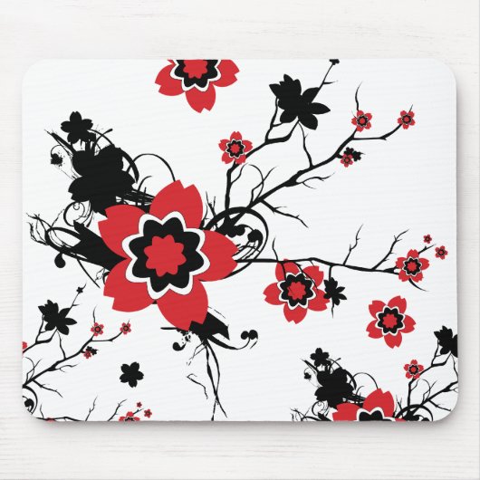 Red Cherry Blossom Sakura Design Muismat (Voorkant)