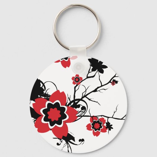 Red Cherry Blossom Sakura Design Sleutelhanger (Voorkant)