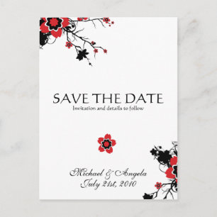 Red Cherry Blossom Sakura Save the Date Aankondigingskaart