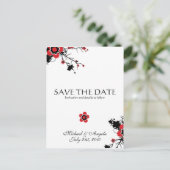 Red Cherry Blossom Sakura Save the Date Aankondigingskaart (Staand voorkant)